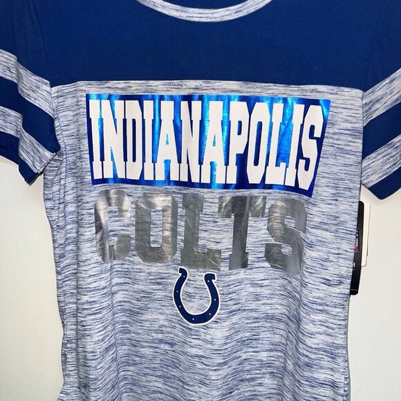 NFL Indianapolis Colts Shirt Womens Medium Blue Silver Short Sleeve Team Apparel - Picture 2 of 6